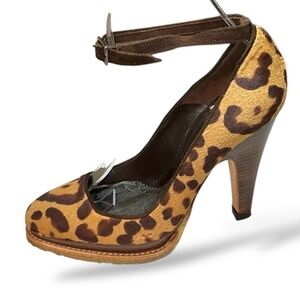 BARBARA BUI All Around Genuine Leather Pony Style Calfskin Heels Ankle Strap 36